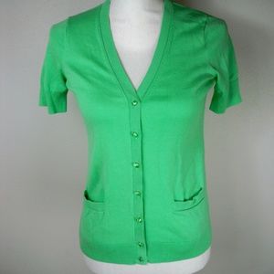 Talbots Petites Green Short Sleeve Cardigan Small